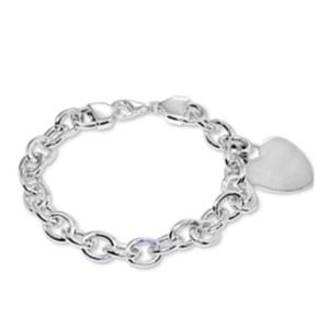 Silver Heart Charm Chain Bracelet